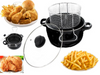 Large Black Non Stick Chip Pan Set Fryer Deep Fat Folding Frying Wire Basket Pot