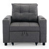 HUDSON 1-SEATER, 2-SEATER SOFA BED LINEN FABRIC WITH CUP HOLDERS GREY