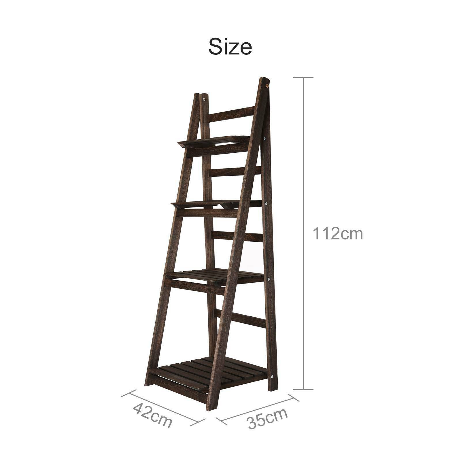 4 Tier Ladder Book Shelf Bookcase Garden Flower Plant Pot Display Rack Wooden