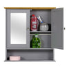 Bathroom Cabinet With Mirror Wall Mounted Grey Medicine Storage Cupboard Unit