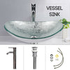 Bathroom Glass Counter Top Silver Basin Cloakroom Hand Wash Oval Sink Modern UK
