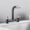 Kitchen Sink Mixer Taps Tap Faucet 1/4 Turn Easy Use 2 Hole Deck Mounted Lever.