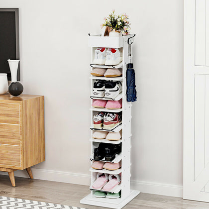 11 Tier Shoe Rack 360° Rotating Entryway Shoe Storage Shelf Organizer W/ 2 Hooks