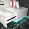 High Gloss Front Bedside Table Cabinet Nightstand White 2 Drawer RGB LED