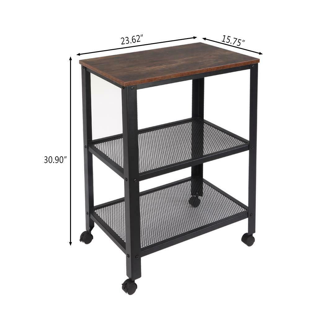 Vintage Industrial Serving Drinks Trolley Cart Wooden Shelf Racks 3 Tier UK