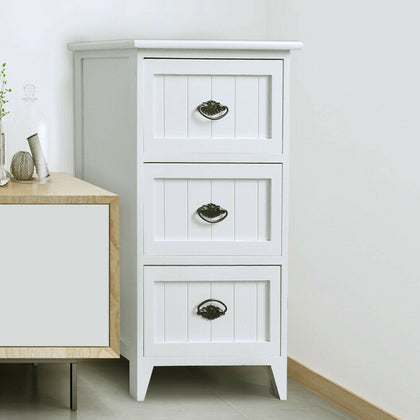 Wooden Bedside Tables Cabinet with 3 Drawers Nightstand InDoor Furniture Storage