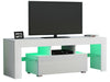 Modern White TV Unit Stand Cabinet 1 Drawer High Gloss Doors Matt Body FREE LED