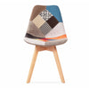 Tulip Patchwork Dining Chair Fabric Seat with Wood Legs Living Room Kitchen