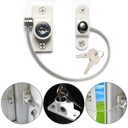 White Window Door Restrictor Safety Locking UPVC Child Baby Security Wire Cable