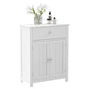 White Bathroom Floor Standing Cabinet Storage Organizer w/ Drawer Double Door UK