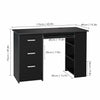 110cm Computer Desk PC Table Workstation w/ 3 Shelf & Drawers Black