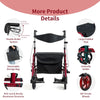 2-In-1 Rollator Walker & Transport Chair Folding Walking Aid w/ Large Seat