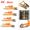 4pcs Heavy Duty Ratchet Tie Down Straps 50mm 6M Lashing Cargo Luggage 2 tons