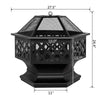 Large Fire Pit Firepit Brazier Bowl Garden Hexagonal Log Burner Heater Camping