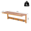 Hallway Wall Mounted Bamboo Shelf Clothes Rack Hanging Coat Hooks Storage