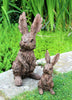 Garden Ornament Rabbit Hare Sculpture indoor outdoor Wood Effect 38cm and 20cm