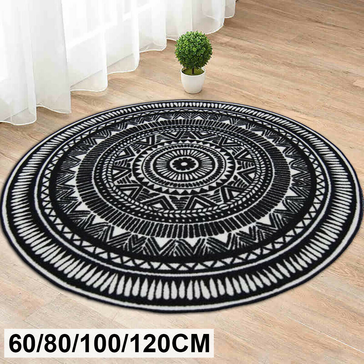 4 Sizes Round Non-slip Carpet Outdoor Floor Rug Mat Pads Geometric Acrylic