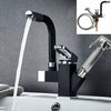 Kitchen Sink Mixer Taps 360° Swivel Spout With Pull Out Spray Faucet & 2 Hose UK