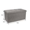 Large Grey Fine Linen Folding Storage Ottoman Pouffe Seat Foot Stool Storage Box