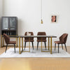 2X Dining Chair Brown Faux Leather Office Chair with Thick Cushion Dining Room
