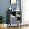 Modern Bedside Table Storage Cabinet with 2 Drawers, Adjustable Shelf, Grey