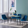 Set of 2 Blue Velvet Dining Chairs Kitchen Dinning Room Metal Leg Padded Modern