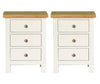 Set of 2 White Bedside Cabinets Bedroom Tables Solid Wood 3 Drawers with Oak Top