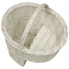 WHITE OVAL WICKER STAIR STORAGE BASKET WITH HANDLE STEP TIDY/ORGANISER