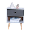 Bedside Rack with Shelf Drawer Nightstand White Grey Cabinet Side Table Storage