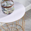 Set of 3 Round Nesting Tables with Wooden Top End Table Coffee Side Tables White