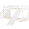Kids Bunk Bed High Sleeper Bed with Slide Ladder 3FT Single Pine Bed Frame White
