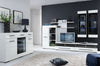 White High Gloss Wall Display Cabinet Glass Door LED Lights Unit Fever New
