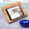 Bamboo Receipe Display Cook Book Stand Foldable Holder for Books, ipads Rest