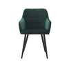 Set of 2 Modern Green Dining Chairs Velvet Fabric Armchairs ＆ Metal Legs Kitchen