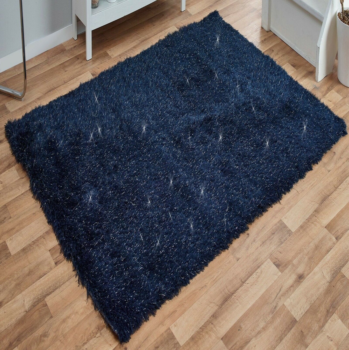 SMALL - X LARGE DAZZLE SPARKLE GLITTER SPARKLY 6.5cm LONG SHAGGY SILKY PILE RUG