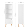 Modern Storage Cabinet Cupboard w/3 Shelves & 1 Door Bookcase Sideboard White