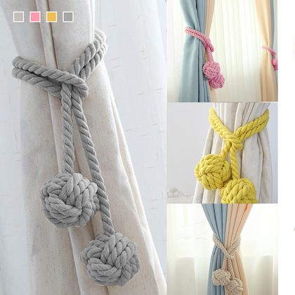 2Pcs Pair of Rope 2 Ball Curtain Tie backs Holdbacks Curtains & Voiles