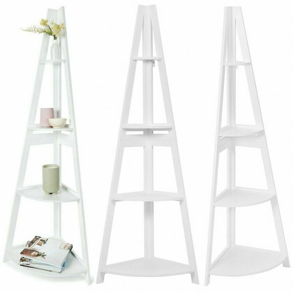 4 Tier Corner Ladder Bookshelf Display Rack Storage Shelf Organiser Bookcase AU