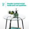 Round Sofa Side Table With Tempered Glass Top Living Room Furniture Coffee Tea