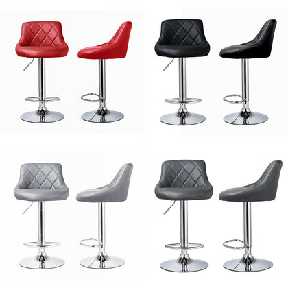 2 x Bar Stools Modern Cuban Venus Breakfast Bar Kitchen Barstool Chrome Gas Lift