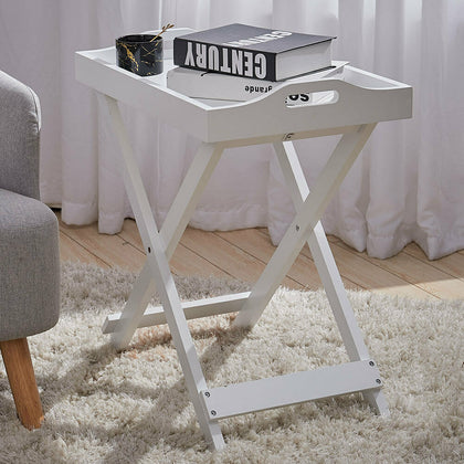 Garden Folding Side End Coffee Tea Table Tray Wooden Snack Table In/Outdoor Home