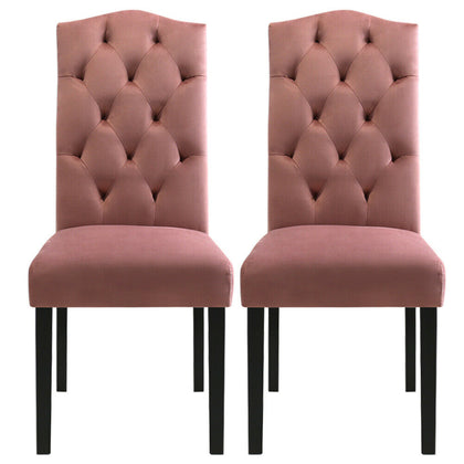 2x Pink Velvet Crown High Back Dining Chairs Kitchen Dining Room Bedroom Chairs