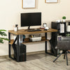 Modern Writing Table Shelf Book Storage Metal Computer Desk Brown Office Small