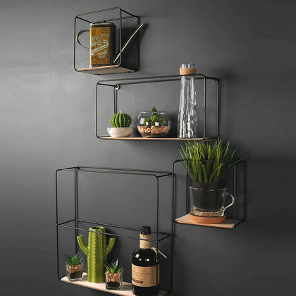 4Pack Vintage Industrial Wall Style Shelf Metal Wire Rack Storage Display Unit