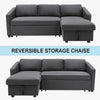 Modern 7.2ft Reversible Sectional Storage Sleeper Sofa Bed L-Shape 3 Seat Chaise