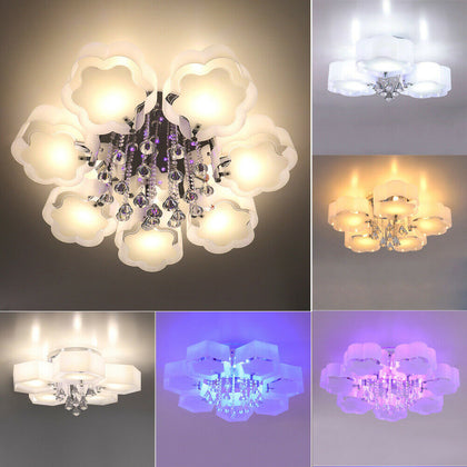 LED Crystal Ceiling Light Colour Changing Chandelier Pendant Lamp with Remote