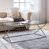 Living Room Glass Console Table Coffee Table Side End Table Chrome Leg Furniture