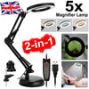 LED Desk Lamp 5X Magnifier Glass Light Stand Clamp Foldable Beauty Magnifying UK