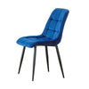 Set of 2 Blue Grey Velvet Dining Chairs Dinning Kitchen Room Metal Leg Padded