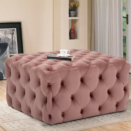 Pink Velvet Pouffe Ottoman Chesterfield Footstool Button Seat Coffee Table Stool